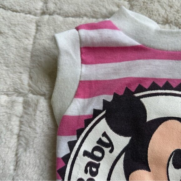 Disney | Vintage Pink Striped Graphic "Baby Mickey" Bodysuit | Size 18 Months - Picture 6 of 14